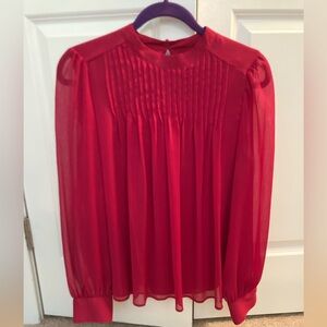 Banana Republic Factory hot pink long sleeve blouse sheer sleeves size M